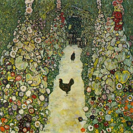 Garden with chickens Klimt