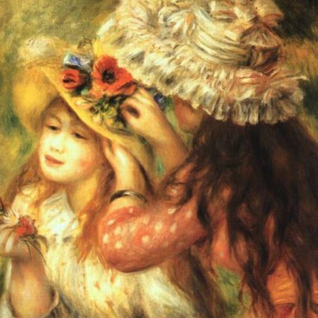 Renoir Fete punandu-si flori la palarie