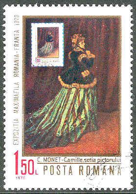 stamp Romania Monet painting