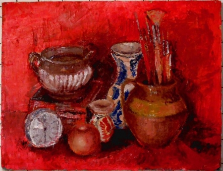 Still life with red background / APOSTU Victor