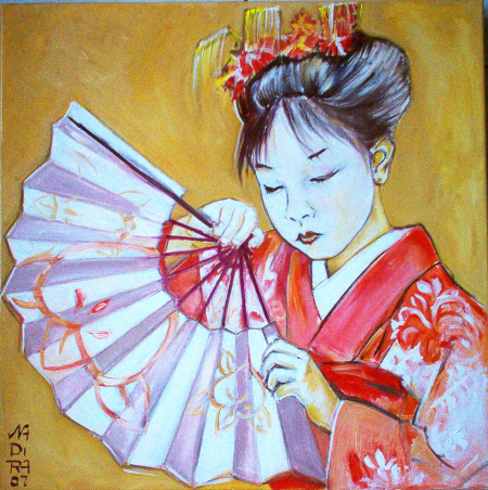 Japanese girl with fan / Radulescu Nadia