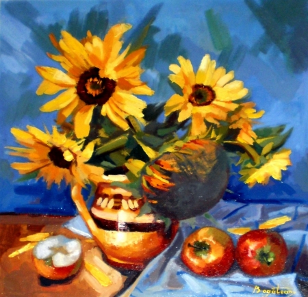 Sunflower in clay pot / Bogatean Calin