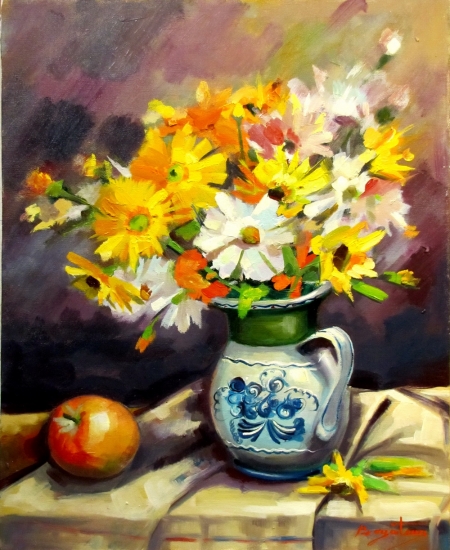 Vase with flowers and apple / Bogatean Calin