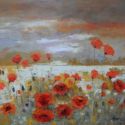 Summer landscape with poppies