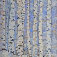 Winter with birch trees
