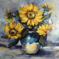 Vase with sunflower